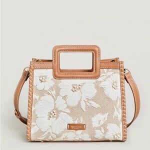 Spartina 449 Tan and White Floral Mini Bag